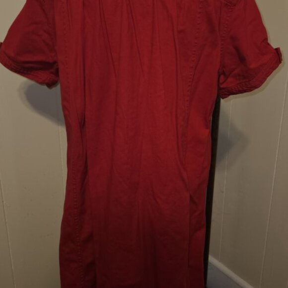 VICKI BLUE Red Short Sleeve Denim Dress Ladies Large Petite Square Neckline - Picture 6 of 6